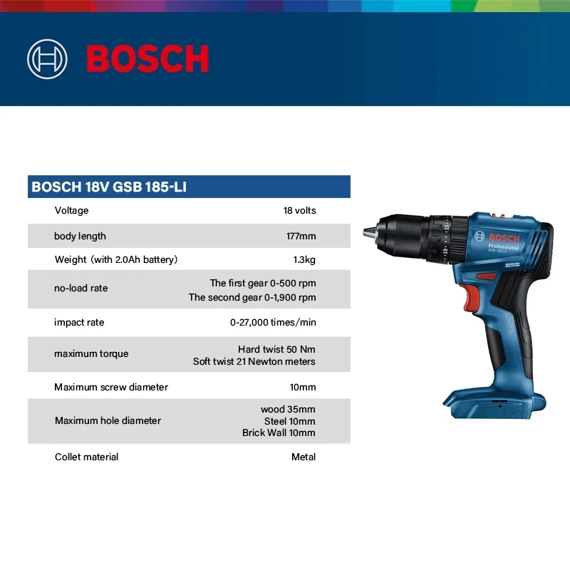 Bosch GSB 185-LI 18В Бесщеточн – обзор и цена Bosch Drill Gsb 18V